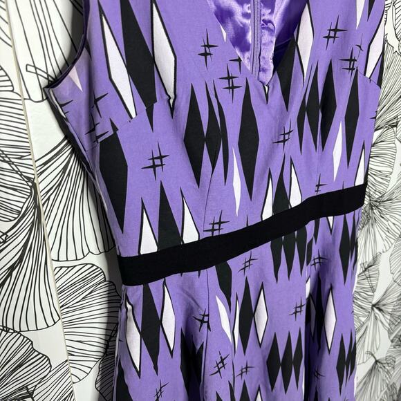 SOURPUSS RETRO DIAMONDS DRESS LILAC Fit and Flare Sleeveless Women’s Size Small - Picture 6 of 14